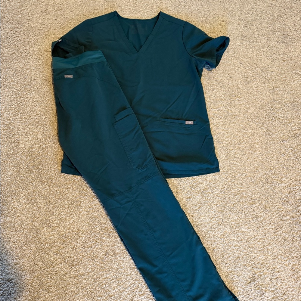 Figs Deep Teal Scrub Top